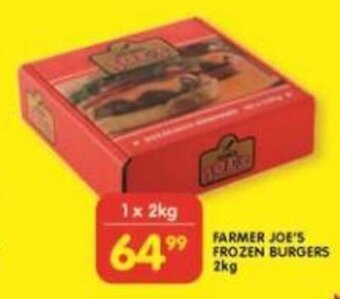 Shoprite Farmer Joe's Frozen Burgers 2kg offer