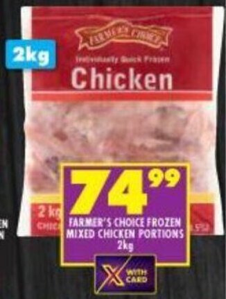 Shoprite Farmer's Choice Frozen Mixed Chicken Portions 2kg offer