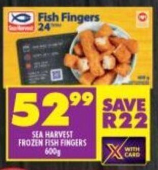 Shoprite Sea Harvest Frozen Fish Fingers 600g offer
