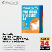 HiFi Corp Butterfly a4 file dividers 140 micron pvc 5 tab pack of 5 dividers offer