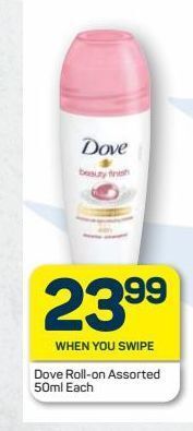 Pick n Pay Dove roll-on assorted 50ml each offer