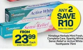 Pick n Pay Himalaya herbals mint fresh, complete care, sparkly white sensi-relief or active white toothpaste offer