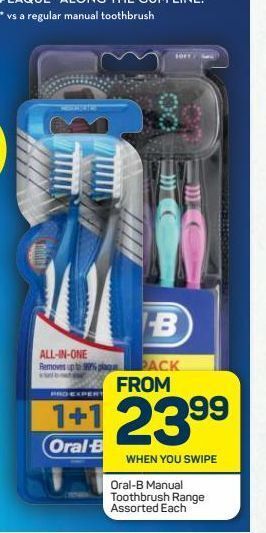 Pick n Pay Oral-b manual toothbrush range assorted each offer