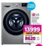 Game Lg 10.5 kg silver front loader washing machine offer