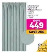 Game 2 pack unlined taped kirsch or eyelet unlined curtains-each offer