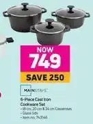 Game Mainstays 6 piece cast iron cookware set offer