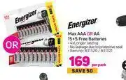 Game Energizer max aaa or aa 15+5 free batteries-per pack offer