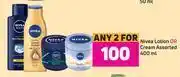 Game Nivea lotion or cream assorted-for 2 x 400ml offer