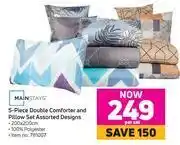 Game Mainstays 5 piece double comforter & pillow set assorted designs-per set offer