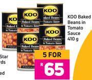 Game Koo baked beans in tomato sauce-for 5 x 410g offer
