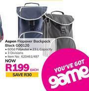 Aspen Flapover Backpack Black G00120-Each