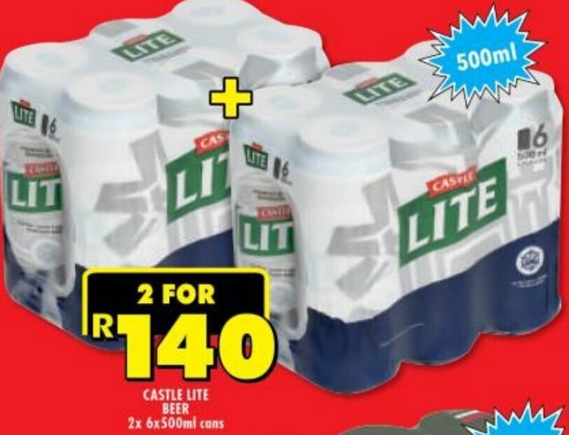 castle-lite-beer-2-x-6-x-500ml-cans-offer-at-shoprite-liquor