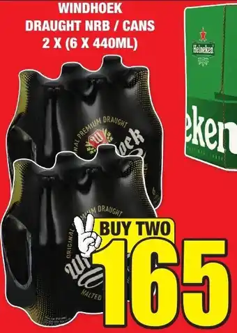 Boxer Liquors Windhoek Draught NRB/Cans 2x6x440ml offer