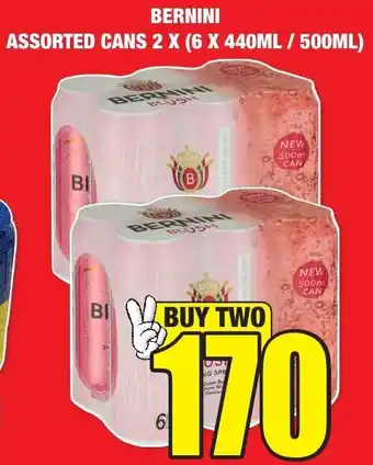 Boxer Liquors Bernini Assorted Cans 2x6x440ml/500ml offer