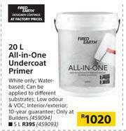 Builders Warehouse Fired Earth 20Ltr All-In-One Undercoat Primer offer