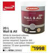 Builders Warehouse Plascon 20Ltr Wall & All offer