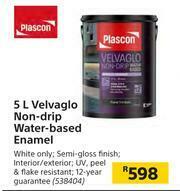 Builders Warehouse Plascon 5Ltr Velvaglo Non Drip Water Based Enamel offer