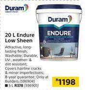 Builders Warehouse Duram 20Ltr Endure Low Sheen offer