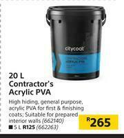Builders Warehouse Citycoat 20Ltr Contractor's Acrylic PVA offer