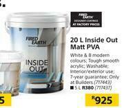 Builders Warehouse Fired Earth 20Ltr Inside Out Matt PVA offer