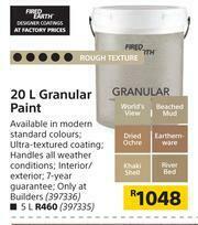Builders Warehouse Fired Earth 20Ltr Granular Paint offer