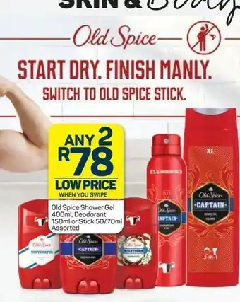 Pick n Pay Old spice shower gel, deodorant or stick offer