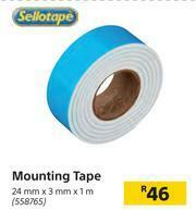 Builders Warehouse Sellotape Mounting Tape 24mm x 3mm x 1m offer