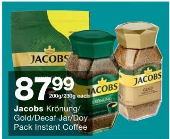 Jacobs Kronung / Gold / Decaf Jar / Doy Pack Instant Coffee 200g/230g