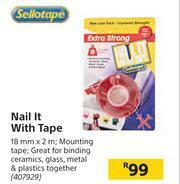 Builders Warehouse Sellotape Nail It With Tape 18mm x 2m offer