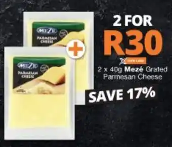Checkers Liquor Shop Meze Grated Parmesan Cheese 2 x 40g offer
