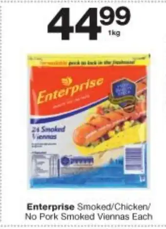 Checkers Liquor Shop Enterprise Smoked / Chicken / No Pork Smoked Viennas each 1kg offer
