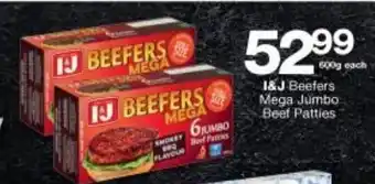 Checkers Liquor Shop I&J Beefers Mega Jumbo Beef Patties 600g each offer