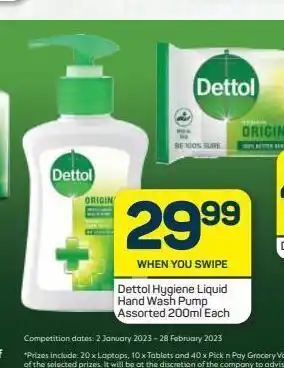Pick n Pay Dettol hygiene liquid hand wash pump assorted offer