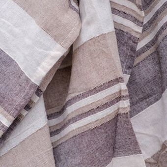 Multi stripe cotton throw - cream