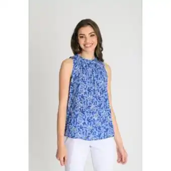 Zando Contempo collar detail print top blue offer
