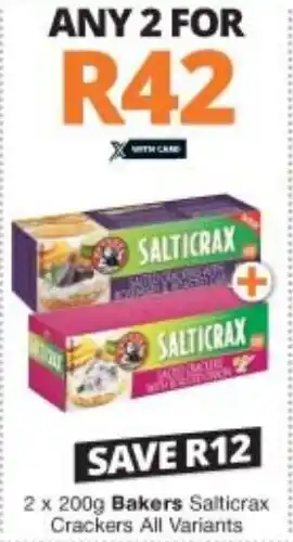 Checkers Liquor Shop Bakers Salticrax Crackers All Variants 2x200g offer