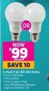 Eurolux 9 w led a60 bulbs 5 pack-per pack