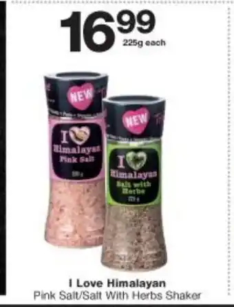 I Love Himalayan Pink Salt/Salt with Herbs Shaker 225g each