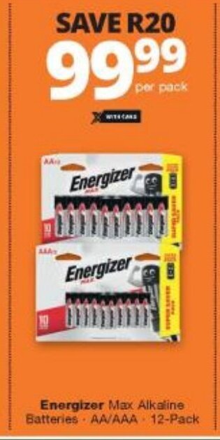 Energizer Max Alkaline Batteries AA/AAA 12-pack