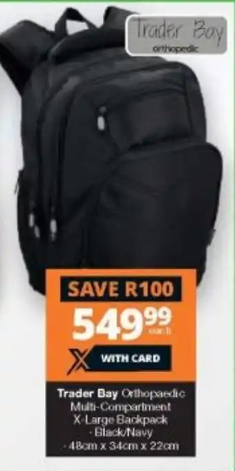 Checkers Liquor Shop Trader Bay Orthopaedic Multi-Compartment X-Large Backpack - Black/Navy offer