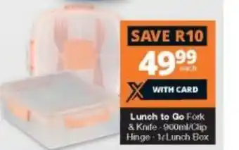 Lunch to Go Fork & Knife 900ml/Clip Hinge 1L Lunchbox
