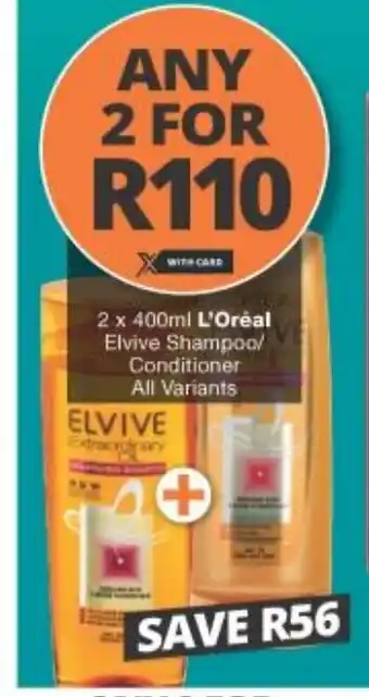 L'Oreal Elvive Shampoo/Conditioner All Variants 2 x 400ml