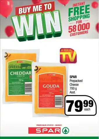 Spar Spar Prepacked Cheese 700g Asst offer