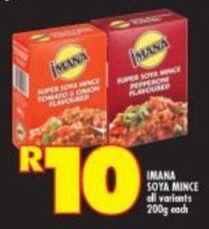 Shoprite Imana Soya Mince all variants 200g offer