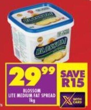 Shoprite Blossom Lite Medium Fat Spread 1kg offer