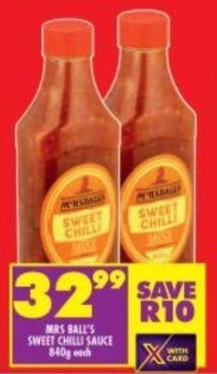 Shoprite Mrs Ball's Sweet Chilli Sauce 840g offer
