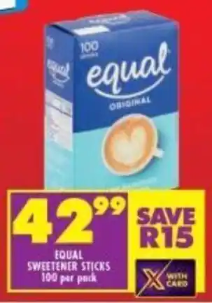 Equal Sweetener Sticks 100 per pack