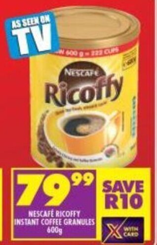 Shoprite Nescafé Ricoffy Instant Coffee Granules 600g offer