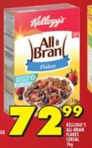 Shoprite Kellogg's All-Bran Flakes Cereal 1kg offer
