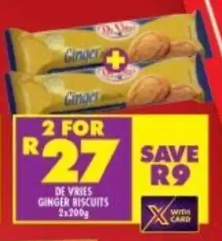 Shoprite De Vries Ginger Biscuits 2 x 200g offer